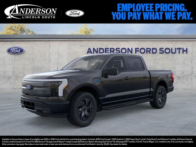 Agate Black Metallic 2025 Ford F-150 Lightning Flash SuperCrew AWD Pickup Truck All-Wheel Drive Automatic