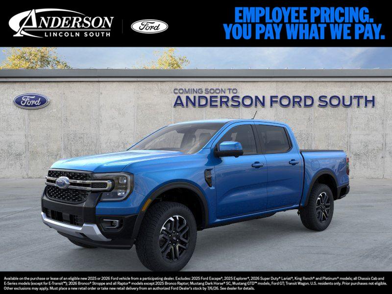 Velocity Blue Metallic 2026 Ford Ranger Lariat SuperCrew 4WD Pickup Truck Four-Wheel Drive Automatic