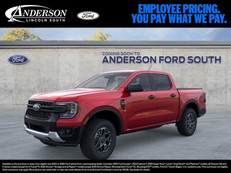 Ruby Red Metallic Tinted Clearcoat 2026 Ford Ranger XLT SuperCrew 4WD Pickup Truck Four-Wheel Drive Automatic