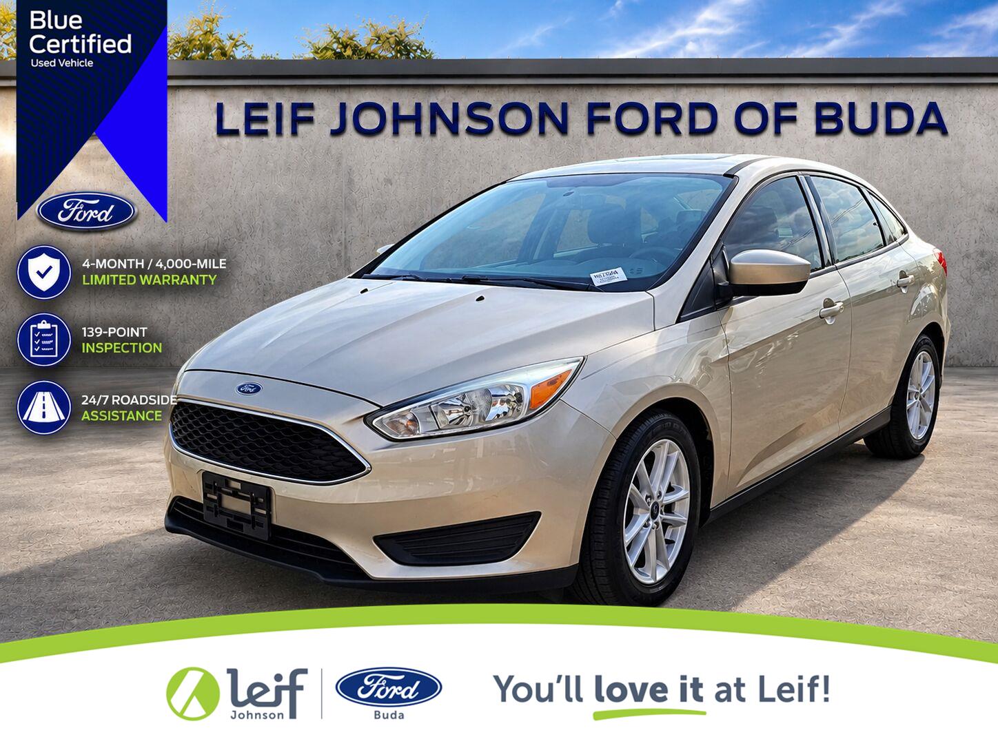 White Gold 2018 Ford Focus Sedan Front-Wheel Drive 6-Speed Automatic