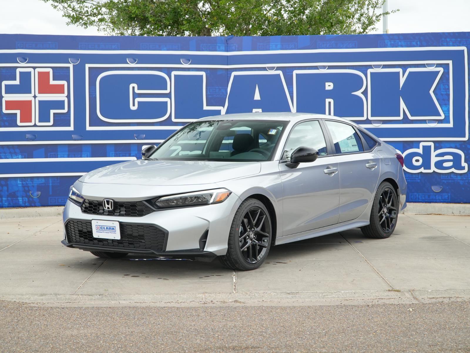 Solar Silver Metallic 2026 Honda Civic Sport FWD Sedan Front-Wheel Drive Continuously Variable Transmission