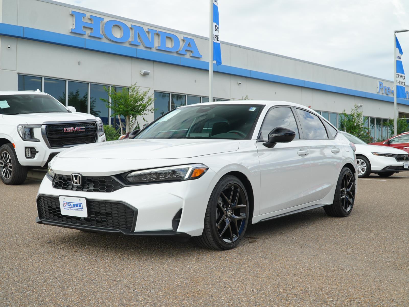 Platinum White Pearl 2025 Honda Civic Hatchback Sport FWD Hatchback Front-Wheel Drive Continuously Variable Transmission