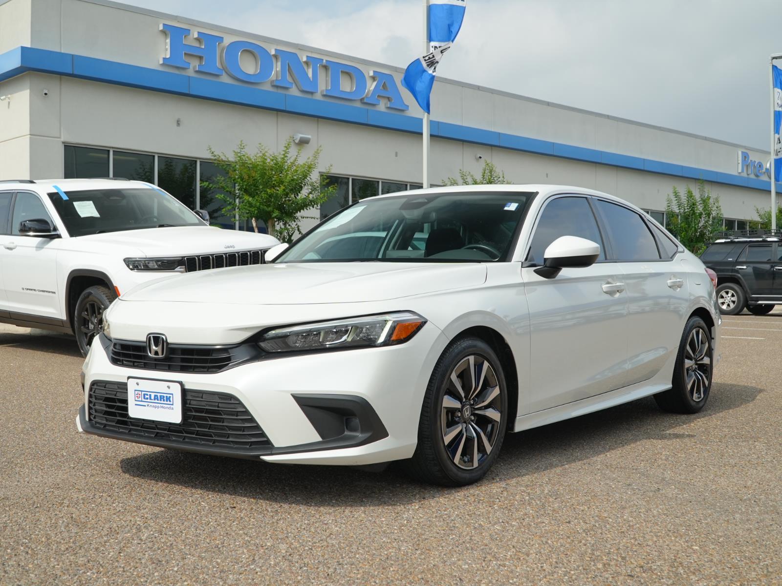 Platinum White Pearl 2024 Honda Civic EX FWD Sedan Front-Wheel Drive Continuously Variable Transmission