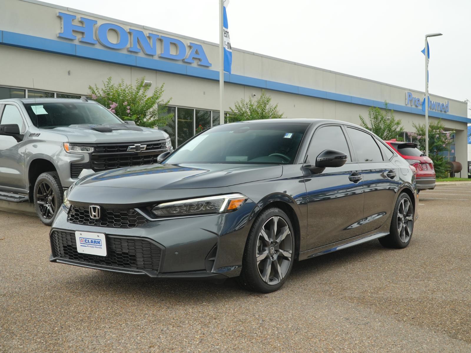 Meteorite Gray Metallic 2025 Honda Civic Hybrid Sedan Front-Wheel Drive 1-Speed Dual Clutch