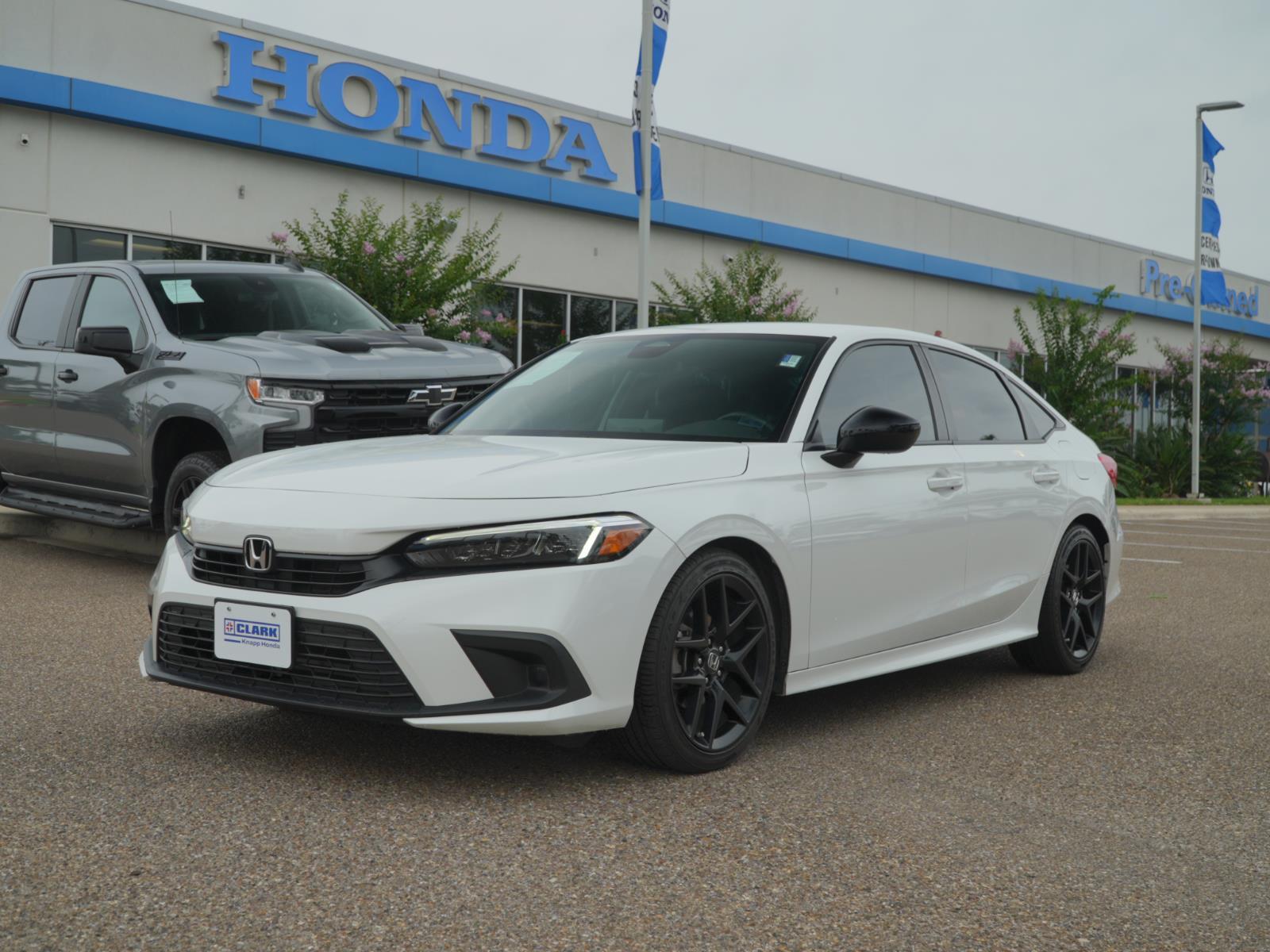Platinum White Pearl 2024 Honda Civic Sport FWD Sedan Front-Wheel Drive Continuously Variable Transmission