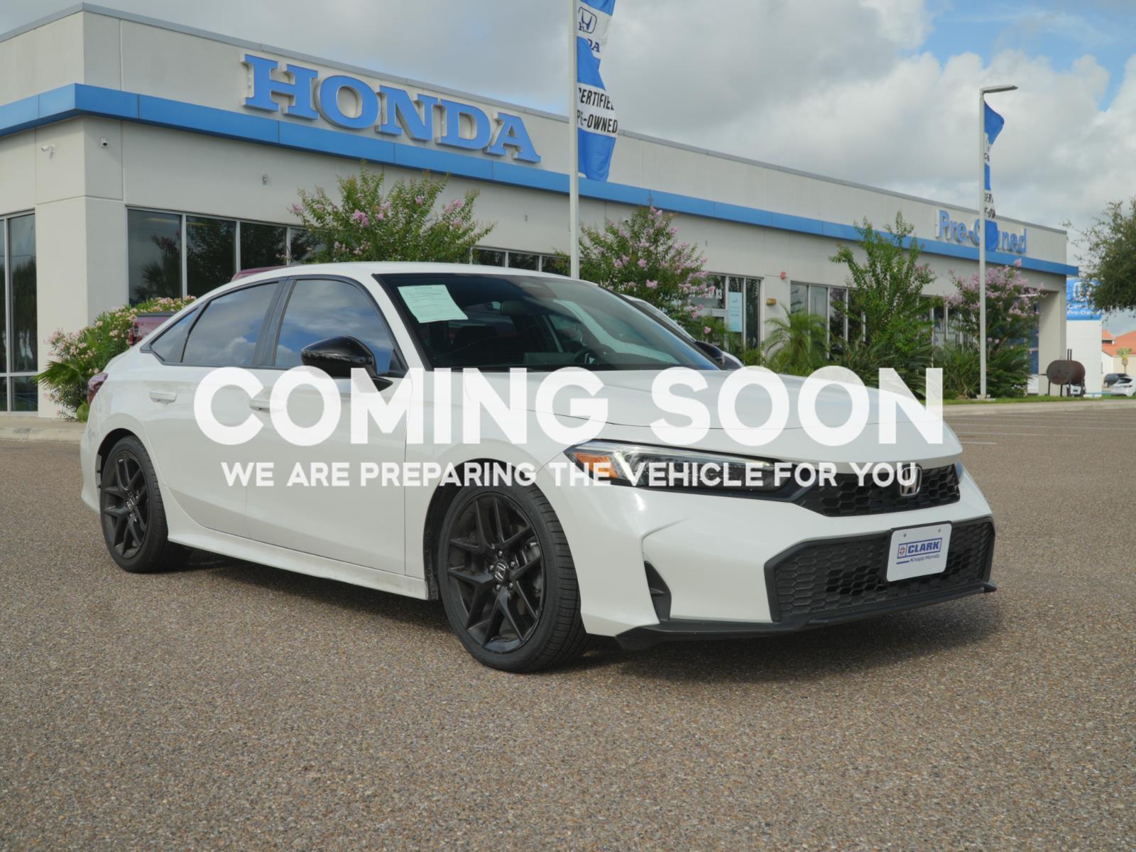 Platinum White Pearl 2025 Honda Civic Sport FWD Sedan Front-Wheel Drive Continuously Variable Transmission