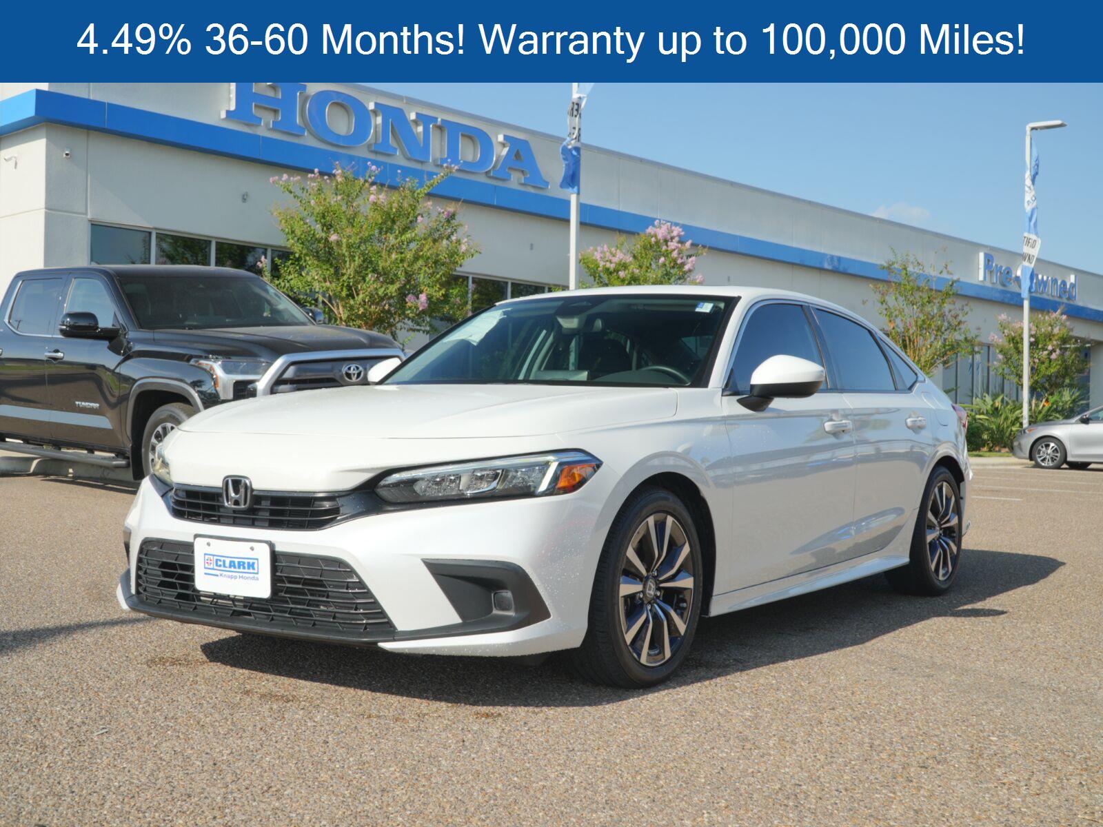 Platinum White Pearl 2024 Honda Civic Sedan Front-Wheel Drive Continuously Variable Transmission