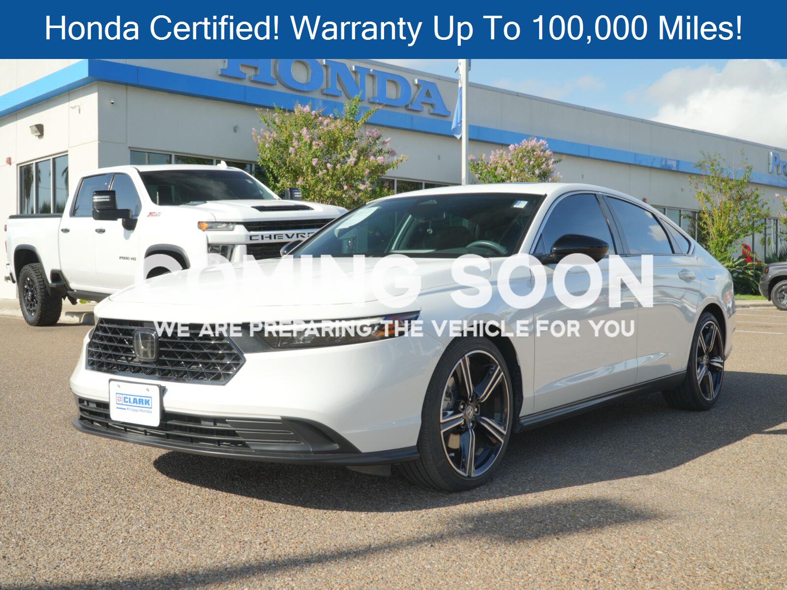 Platinum White Pearl 2024 Honda Accord Hybrid Sedan Front-Wheel Drive Continuously Variable Transmission