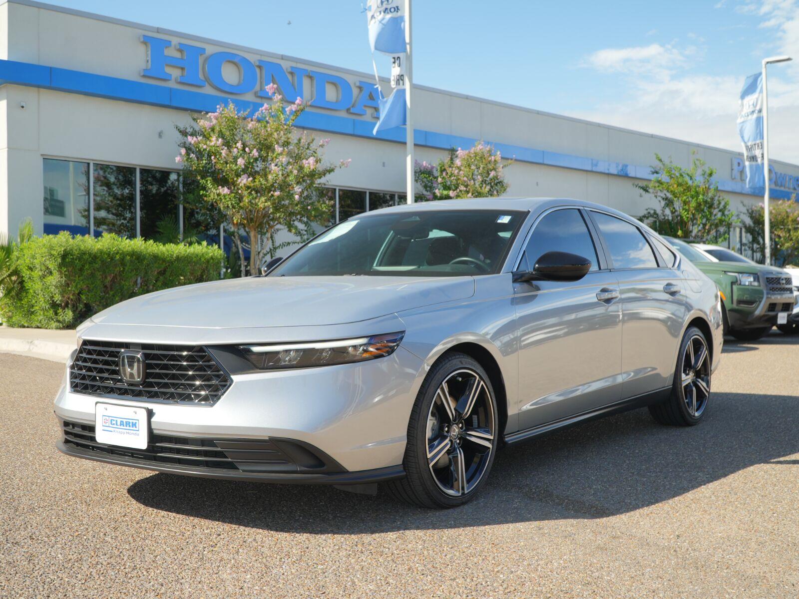 Solar Silver Metallic 2024 Honda Accord Hybrid Sedan Front-Wheel Drive Continuously Variable Transmission