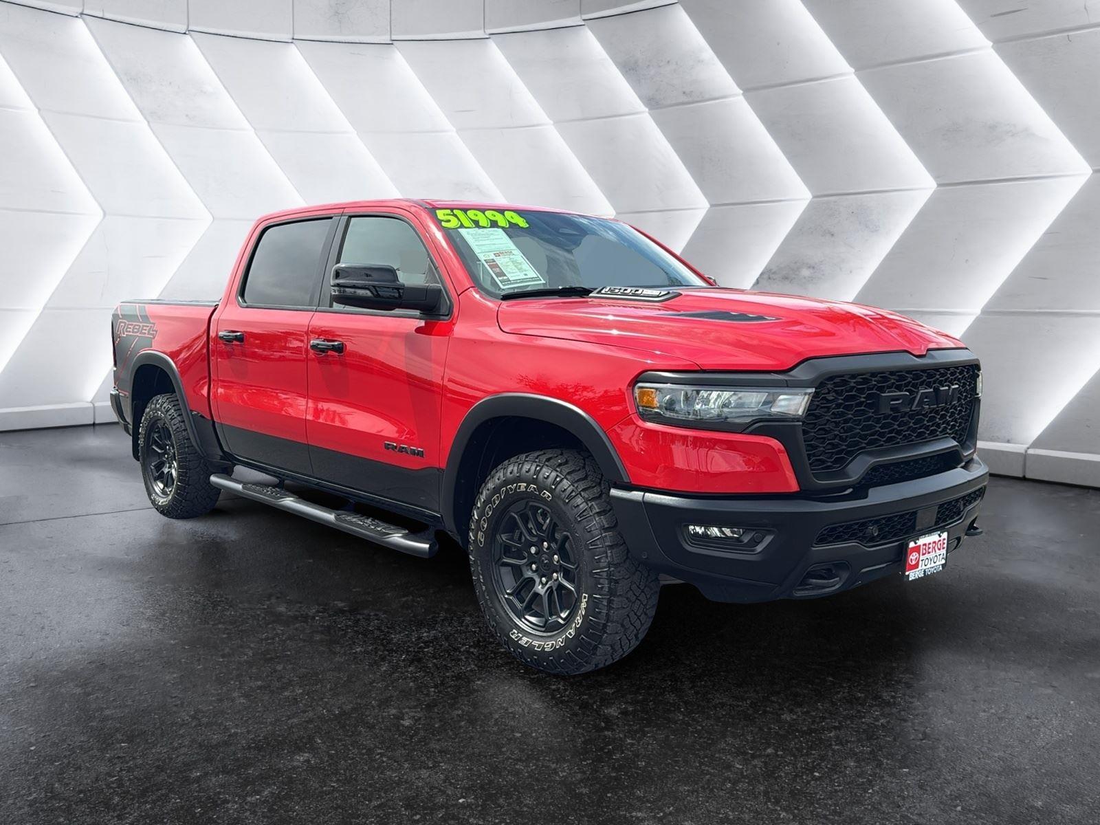 Flame Red Clearcoat 2025 RAM 1500 Rebel Crew Cab 4WD Pickup Truck Four-Wheel Drive 8-Speed Automatic