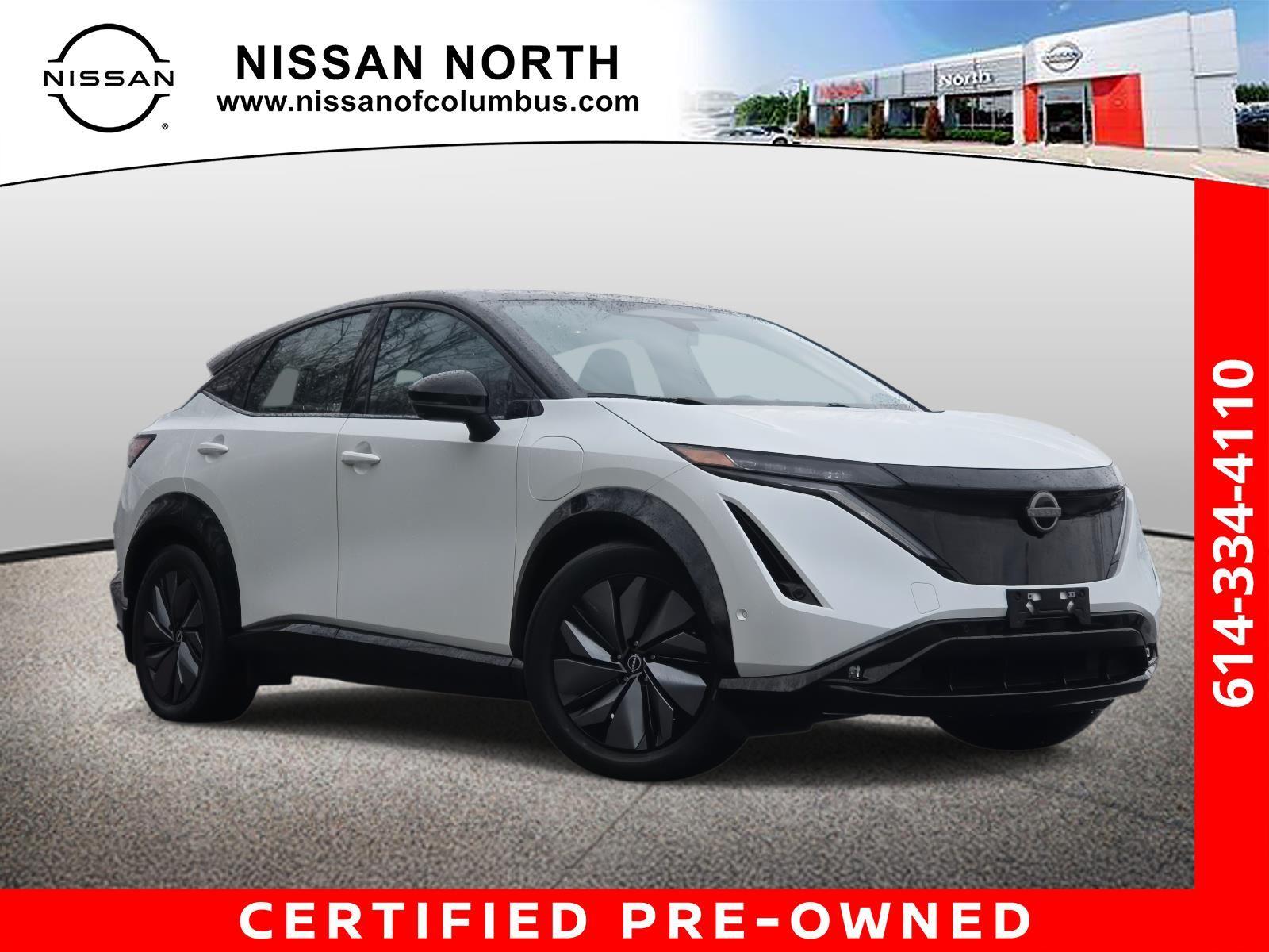 Everest White Pearl Tricoat/Black Diamond Pearl 2024 Nissan Ariya Platinum+ e-4ORCE SUV / Crossover All-Wheel Drive Automatic