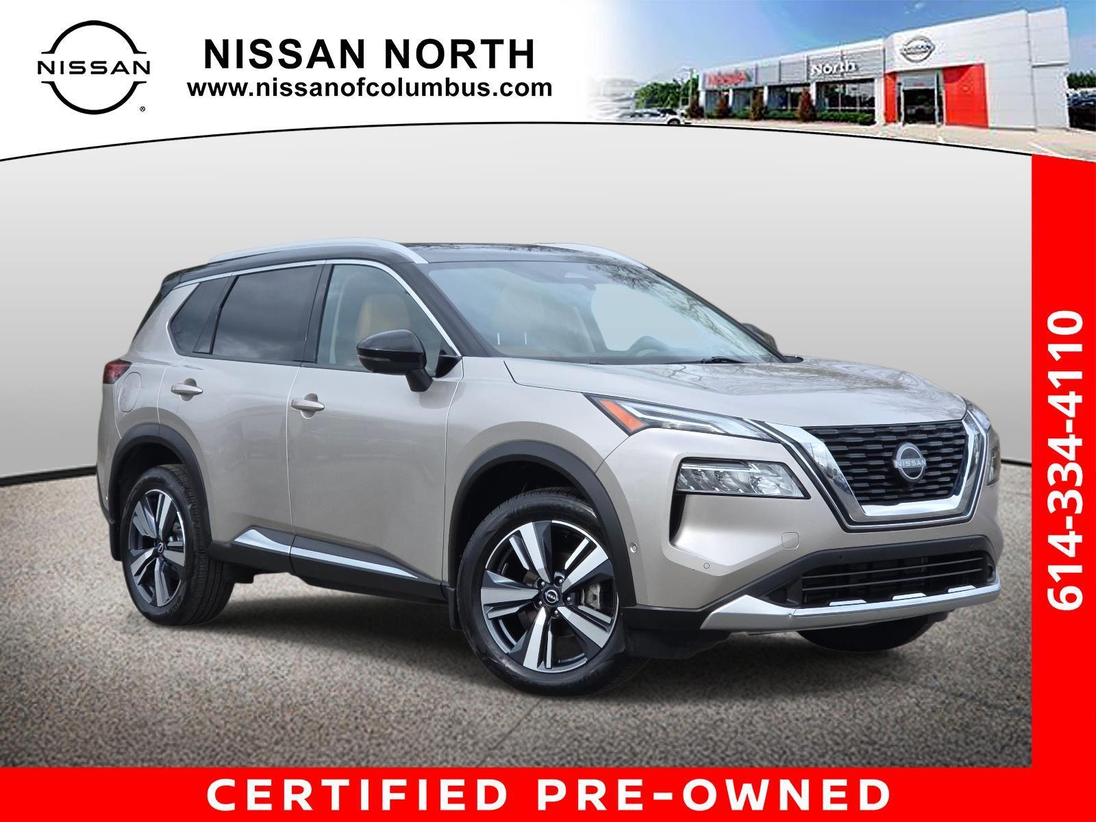 Champagne Silver Metallic/Super Black 2023 Nissan Rogue Platinum AWD SUV / Crossover All-Wheel Drive Continuously Variable Transmission