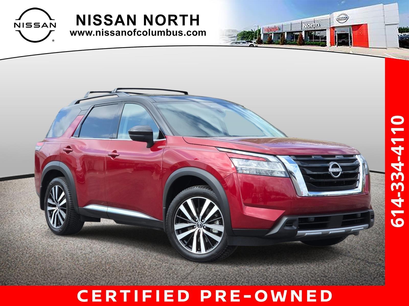 Red (Scarlet Ember Tintcoat/Super Black) 2023 Nissan Pathfinder Platinum 4WD SUV / Crossover All-Wheel Drive Automatic