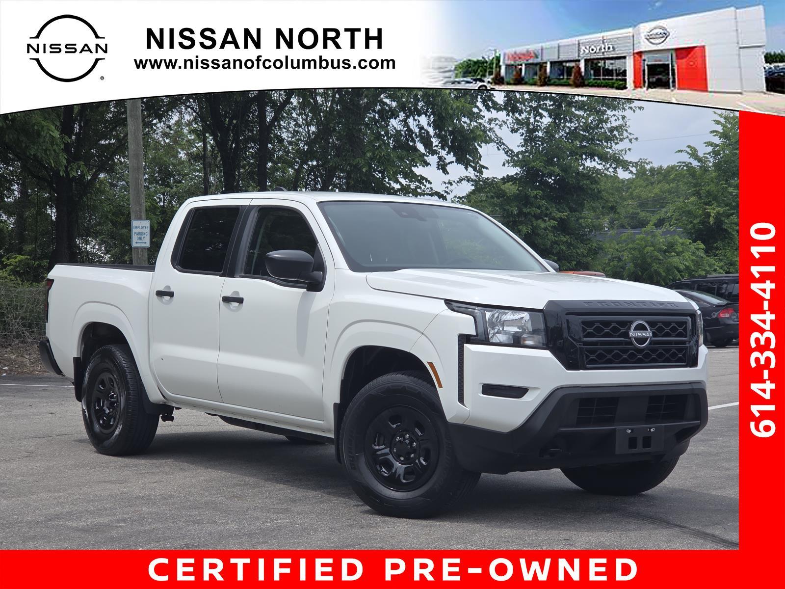 Glacier White 2023 Nissan Frontier S Crew Cab 4WD Pickup Truck Four-Wheel Drive Automatic