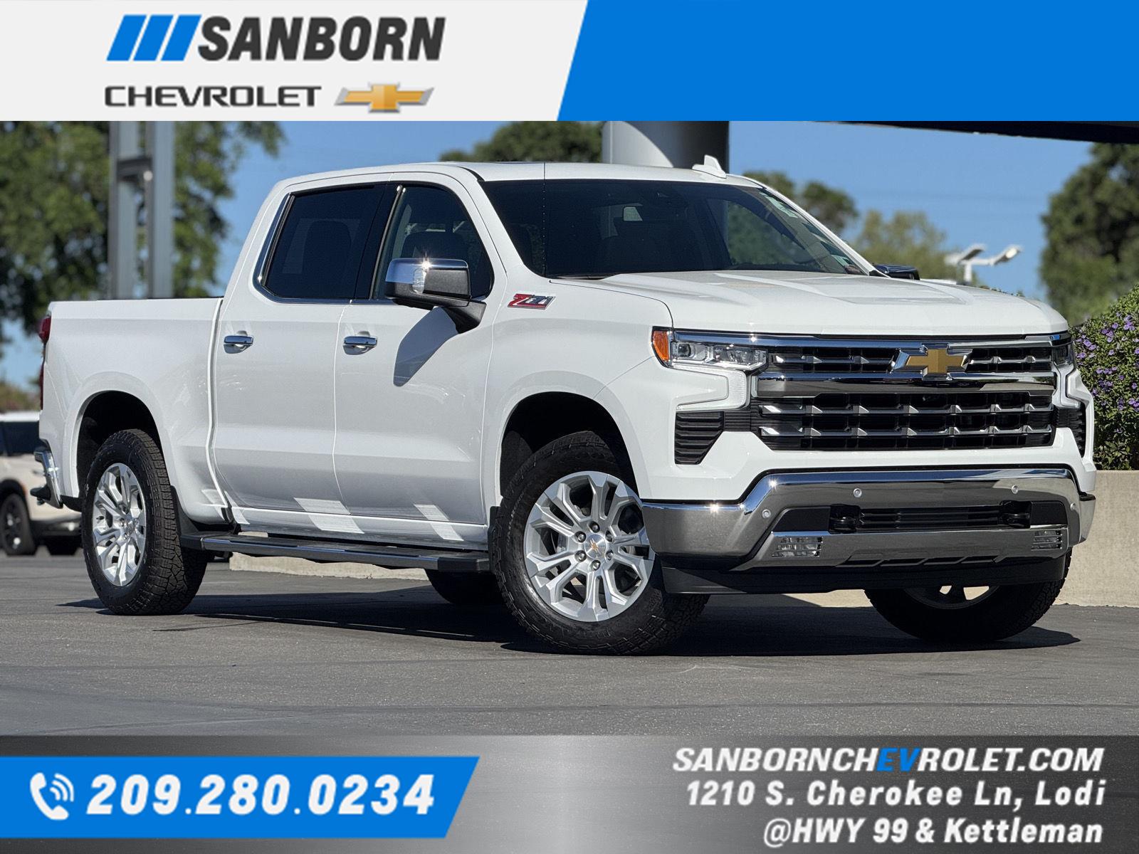 Summit White 2026 Chevrolet Silverado 1500 LTZ Crew Cab 4WD Pickup Truck Four-Wheel Drive Automatic