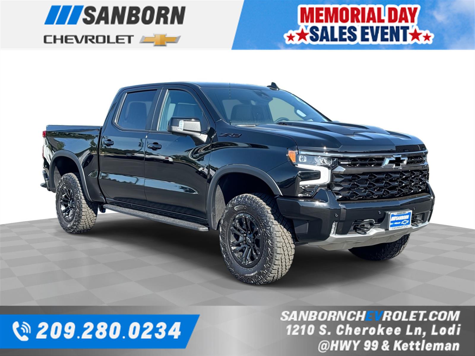 Black 2026 Chevrolet Silverado 1500 ZR2 Crew Cab 4WD Pickup Truck Four-Wheel Drive Automatic