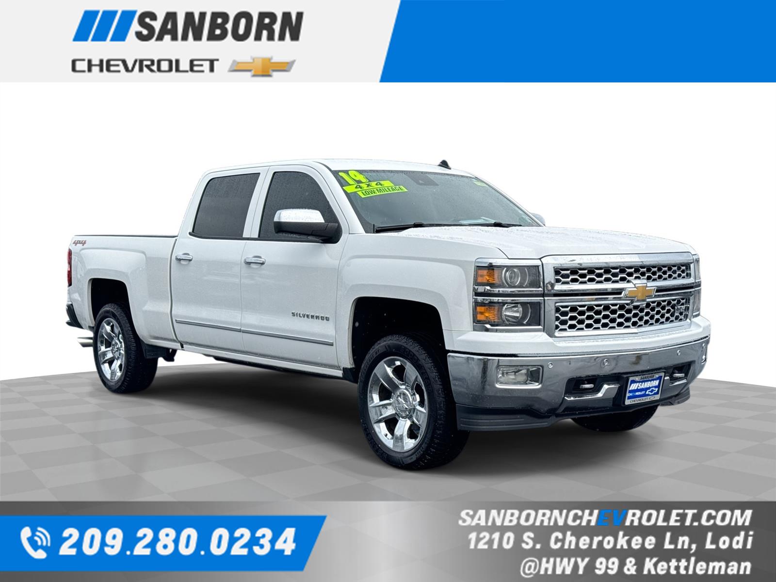 Summit White 2014 Chevrolet Silverado 1500 LTZ Crew Cab 4WD Pickup Truck Four-Wheel Drive 6-Speed Automatic