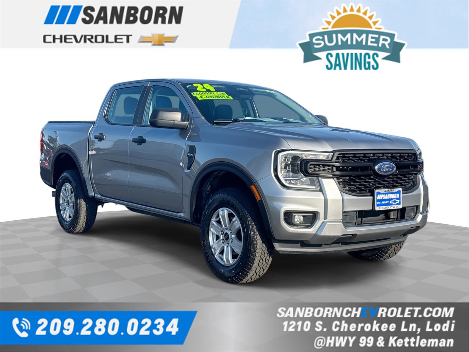 Iconic Silver 2024 Ford Ranger XL SuperCrew RWD Pickup Truck 4X2 Automatic