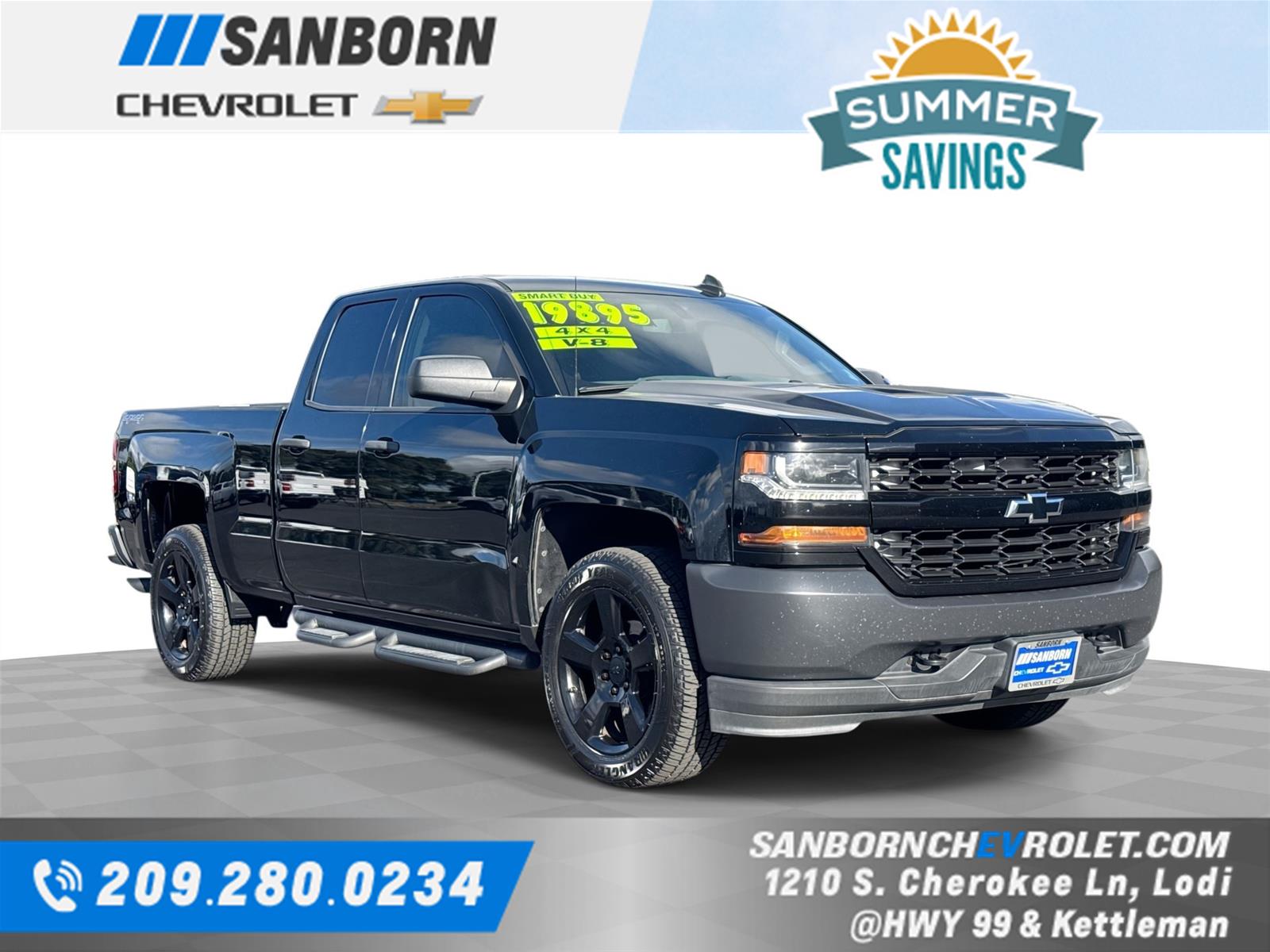 Black 2016 Chevrolet Silverado 1500 Work Truck Double Cab 4WD Pickup Truck Four-Wheel Drive 6-Speed Automatic
