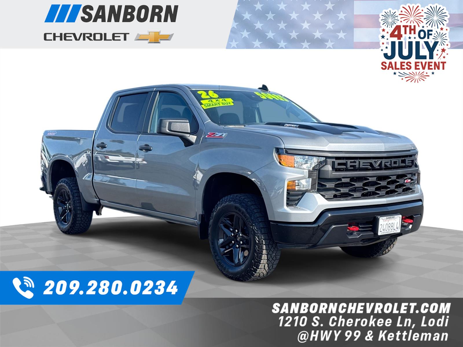 Sterling Gray Metallic 2026 Chevrolet Silverado 1500 Pickup Truck Four-Wheel Drive 8-Speed Automatic