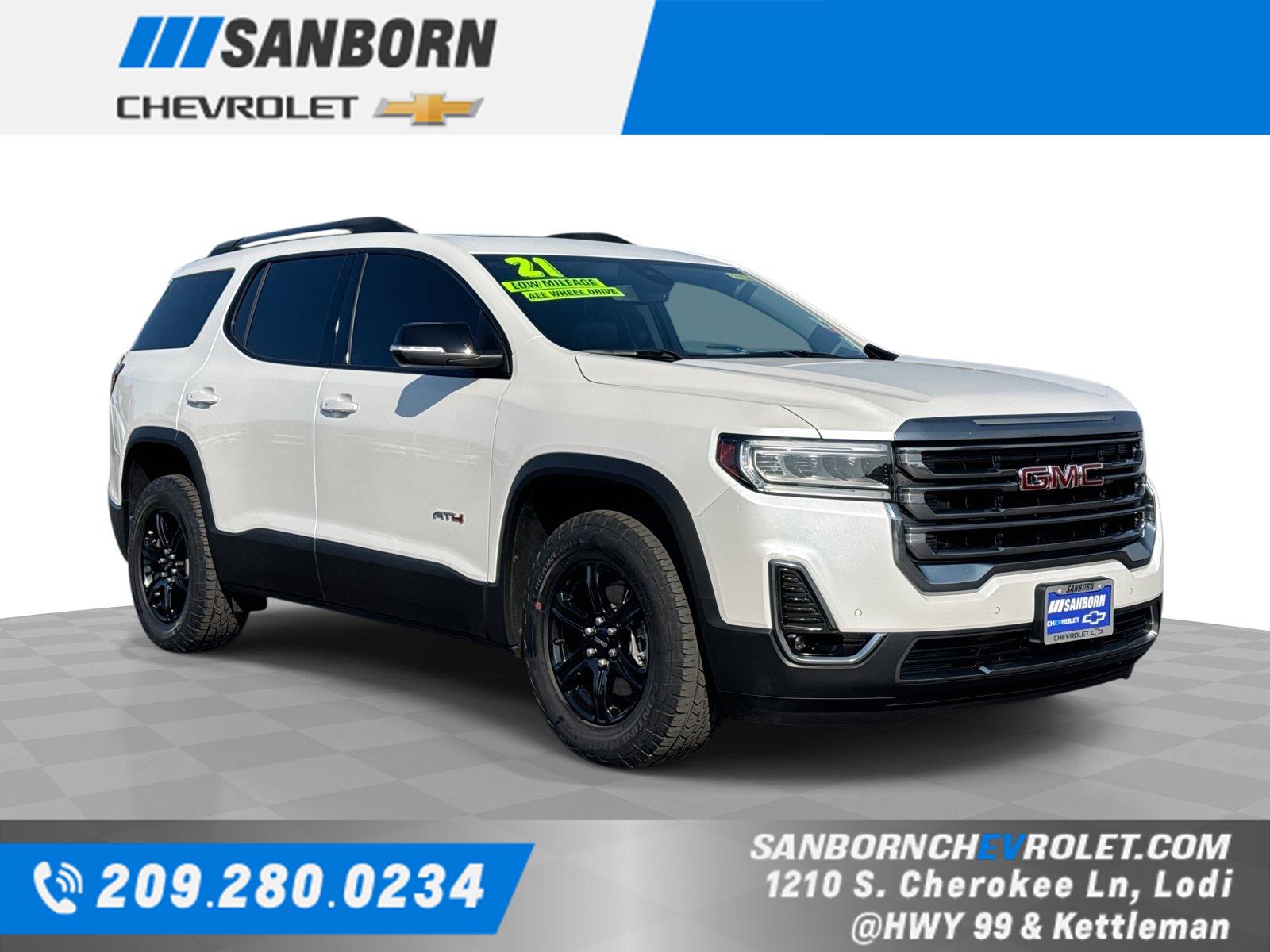 White Frost Tricoat 2021 GMC Acadia SUV / Crossover Four-Wheel Drive 9-Speed Automatic