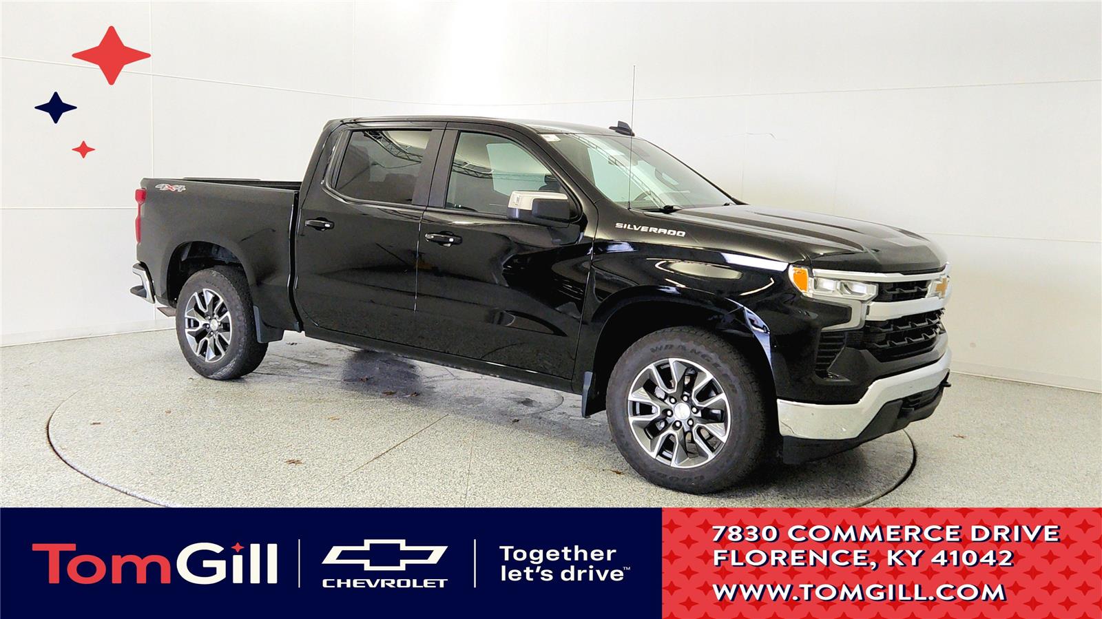 Black 2023 Chevrolet Silverado 1500 LT Crew Cab 4WD Pickup Truck Four-Wheel Drive 8-Speed Automatic