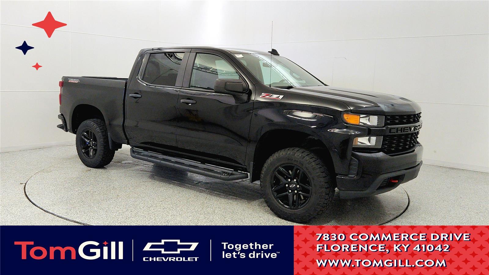 Black 2020 Chevrolet Silverado 1500 Custom Trail Boss Crew Cab 4WD Pickup Truck Four-Wheel Drive 6-Speed Automatic