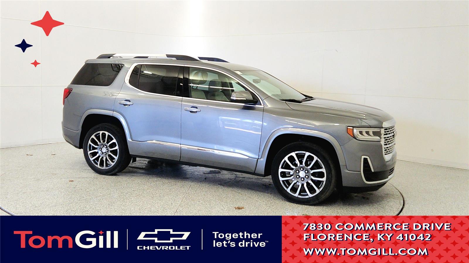 Gray (Satin Steel Metallic) 2021 GMC Acadia Denali FWD SUV / Crossover Front-Wheel Drive 9-Speed Automatic