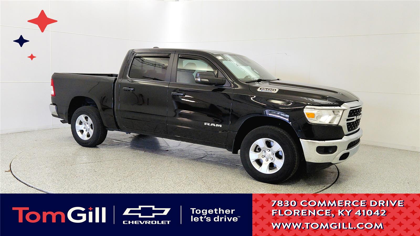Diamond Black Crystal Pearlcoat 2023 RAM 1500 Big Horn Crew Cab 4WD Pickup Truck Four-Wheel Drive 8-Speed Automatic