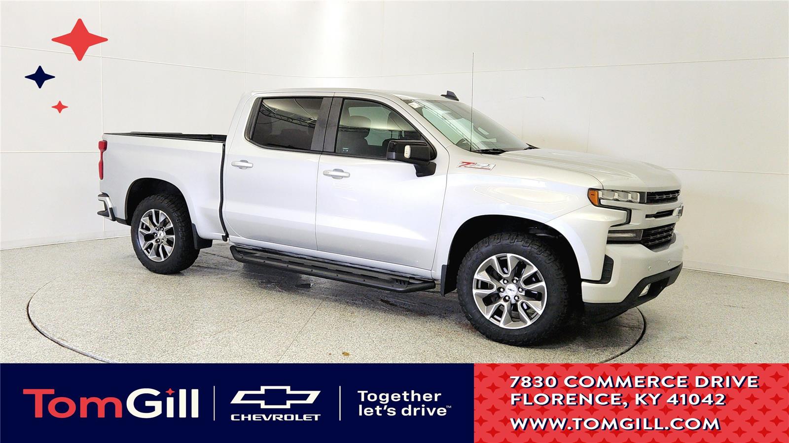 Silver Ice Metallic 2019 Chevrolet Silverado 1500 Pickup Truck Four-Wheel Drive 8-Speed Automatic