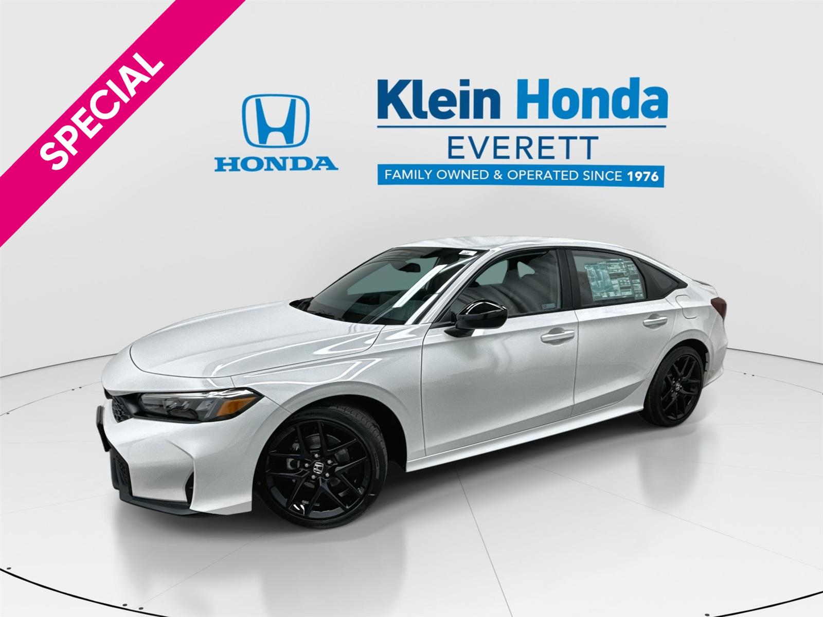 Platinum White Pearl 2026 Honda Civic Sport FWD Sedan Front-Wheel Drive Continuously Variable Transmission