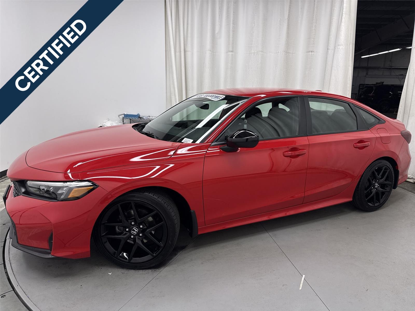 Rallye Red 2025 Honda Civic Sport FWD Sedan Front-Wheel Drive Continuously Variable Transmission