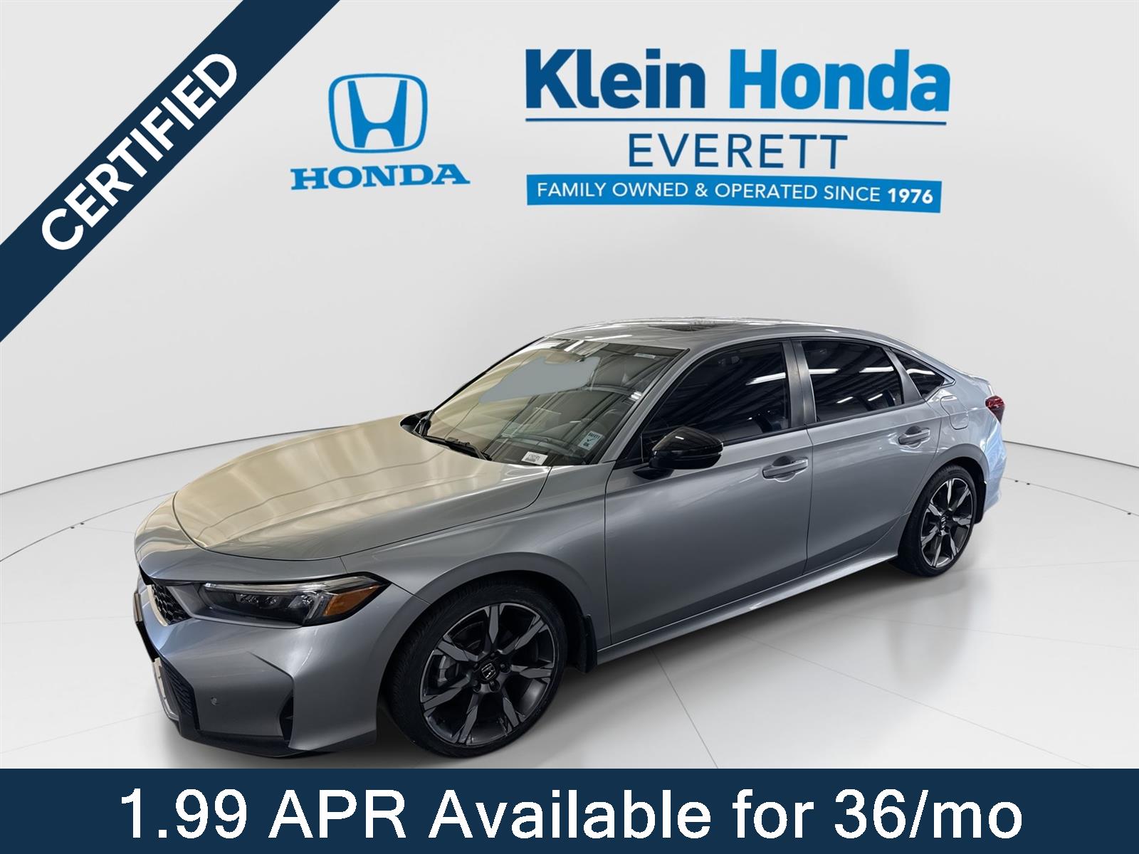 Solar Silver Metallic 2025 Honda Civic Hybrid Sedan Front-Wheel Drive Continuously Variable Transmission