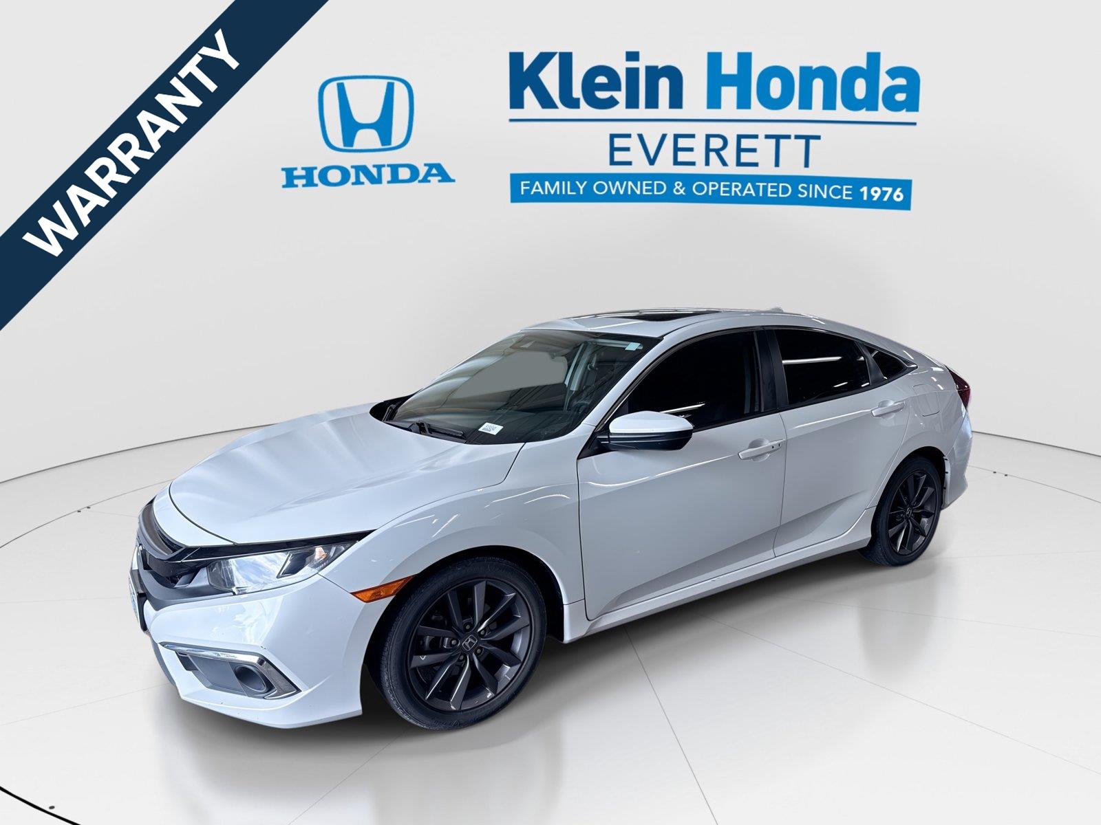 Platinum White Pearl 2021 Honda Civic Sedan Front-Wheel Drive Continuously Variable Transmission