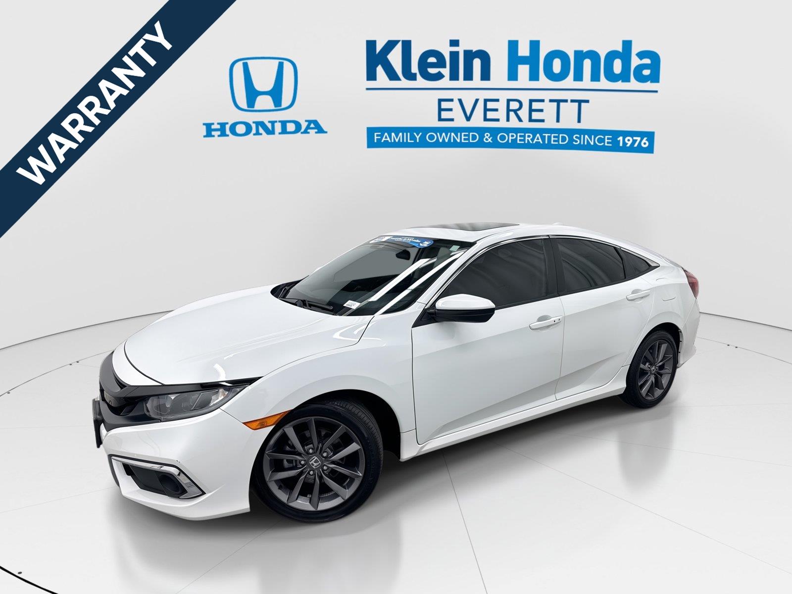 Platinum White Pearl 2021 Honda Civic Sedan Front-Wheel Drive Continuously Variable Transmission