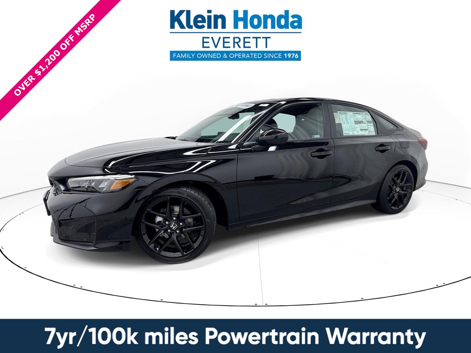 Crystal Black Pearl 2026 Honda Civic Sedan Front-Wheel Drive Continuously Variable Transmission