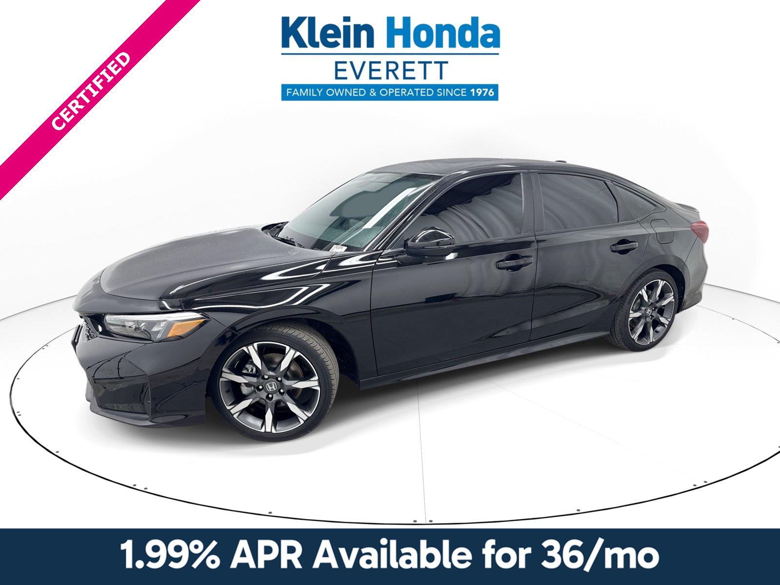 Crystal Black Pearl 2025 Honda Civic Hybrid Sedan Front-Wheel Drive Continuously Variable Transmission
