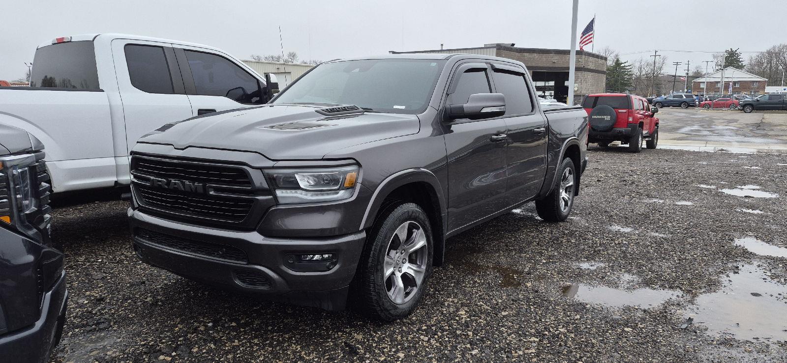 Gray (Granite Crystal Metallic Clearcoat) 2021 RAM 1500 Laramie Crew Cab 4WD Pickup Truck Four-Wheel Drive 8-Speed Automatic