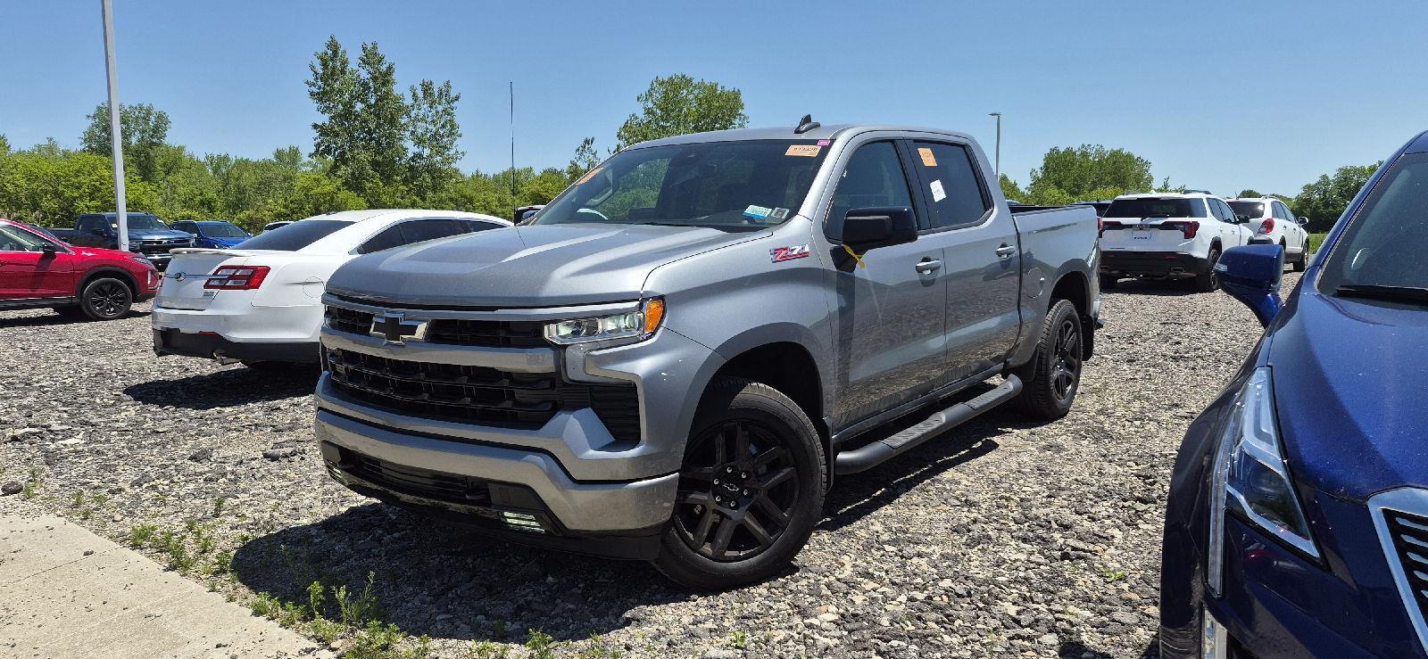 Gray (Sterling Grey Metallic) 2024 Chevrolet Silverado 1500 RST Crew Cab 4WD Pickup Truck Four-Wheel Drive 8-Speed Automatic