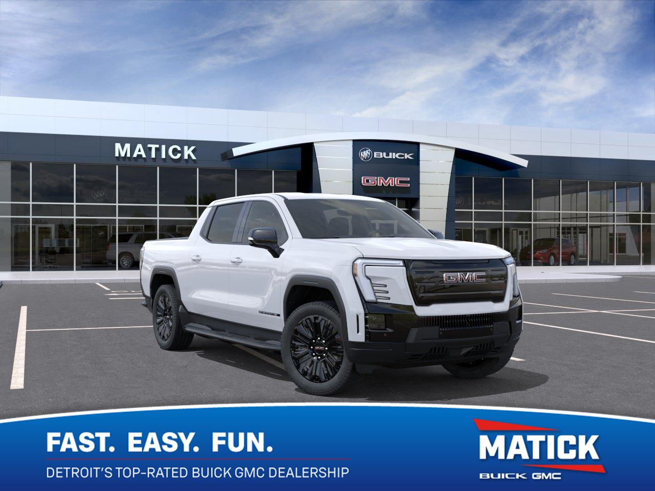 Summit White 2026 GMC Sierra EV Pickup Truck All-Wheel Drive 1-Speed Dual Clutch