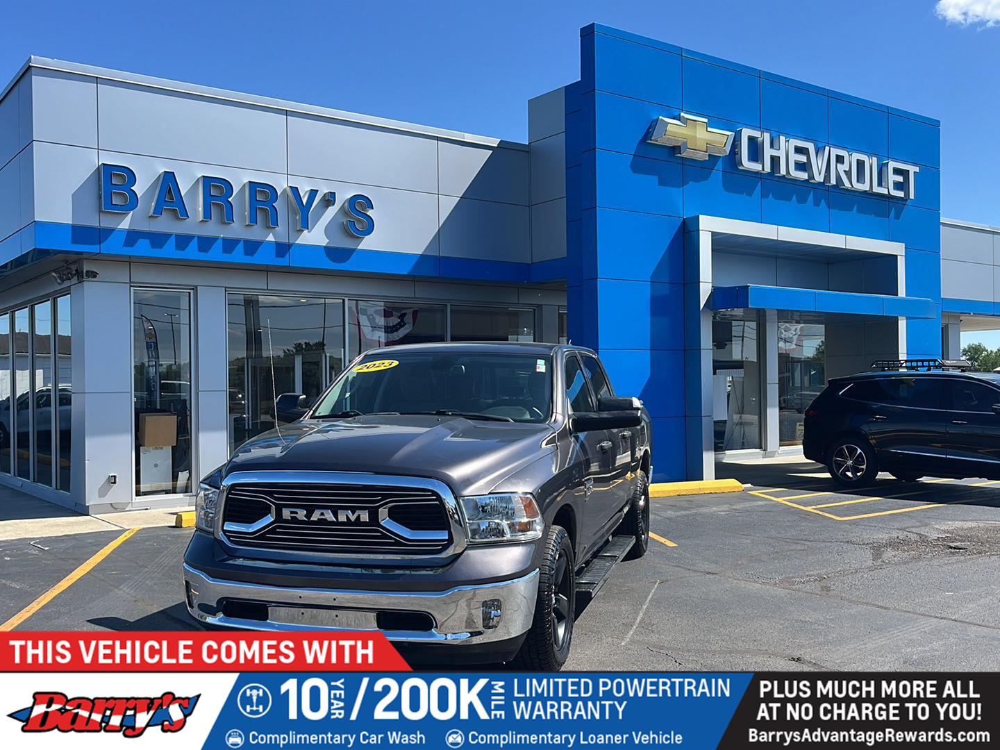 Gray (Granite Crystal Metallic Clearcoat) 2023 RAM 1500 Classic SLT Crew Cab 4WD Pickup Truck Four-Wheel Drive 8-Speed Automatic