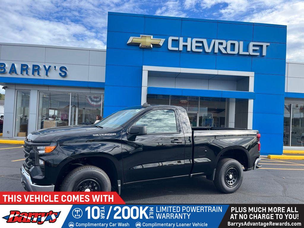 Black 2025 Chevrolet Silverado 1500 Work Truck Regular Cab RWD Pickup Truck 4X2 8-Speed Automatic