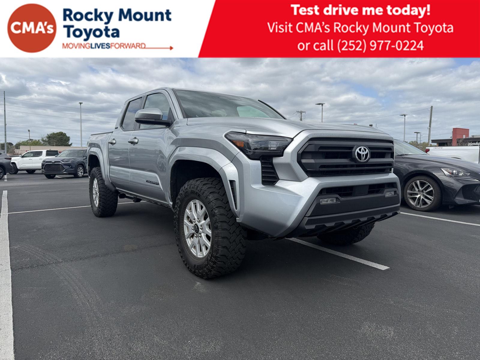 Celestial Silver Metallic 2024 Toyota Tacoma SR5 Double Cab 4WD Pickup Truck Four-Wheel Drive 8-Speed Automatic