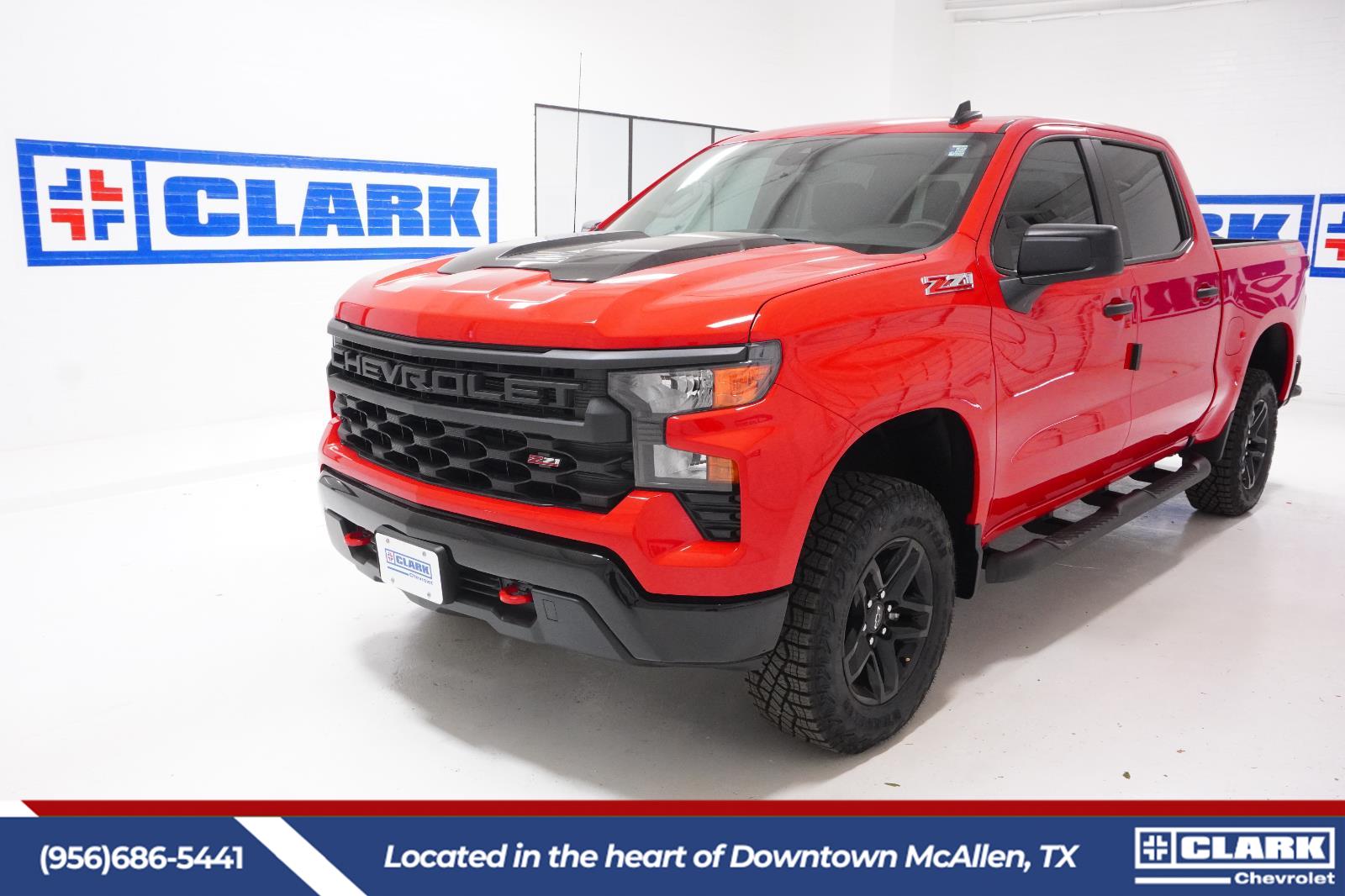 Red Hot 2026 Chevrolet Silverado 1500 Custom Trail Boss Crew Cab 4WD Pickup Truck Four-Wheel Drive Automatic