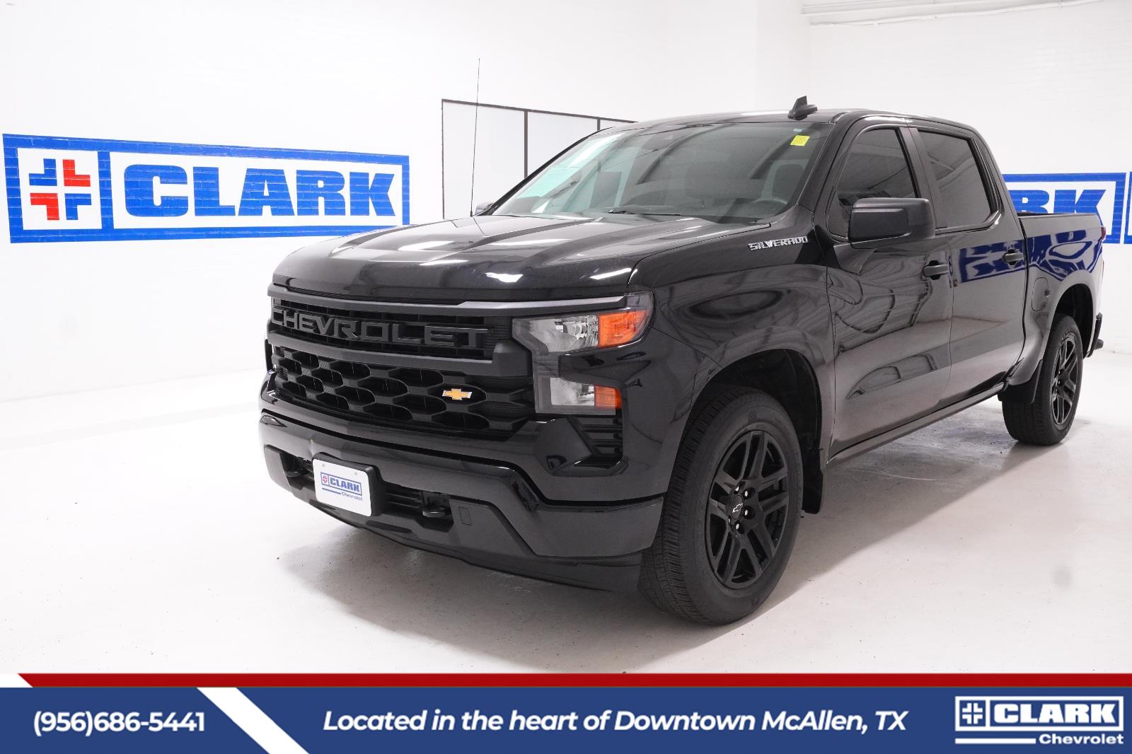 Black 2023 Chevrolet Silverado 1500 Custom Crew Cab RWD Pickup Truck 4X2 8-Speed Automatic