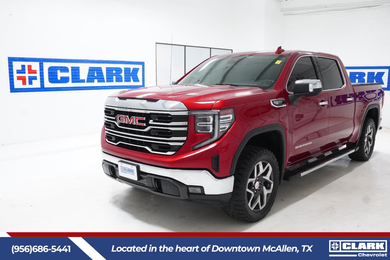 Volcanic Red Tintcoat 2023 GMC Sierra 1500 SLT Crew Cab 4WD Pickup Truck Four-Wheel Drive Automatic