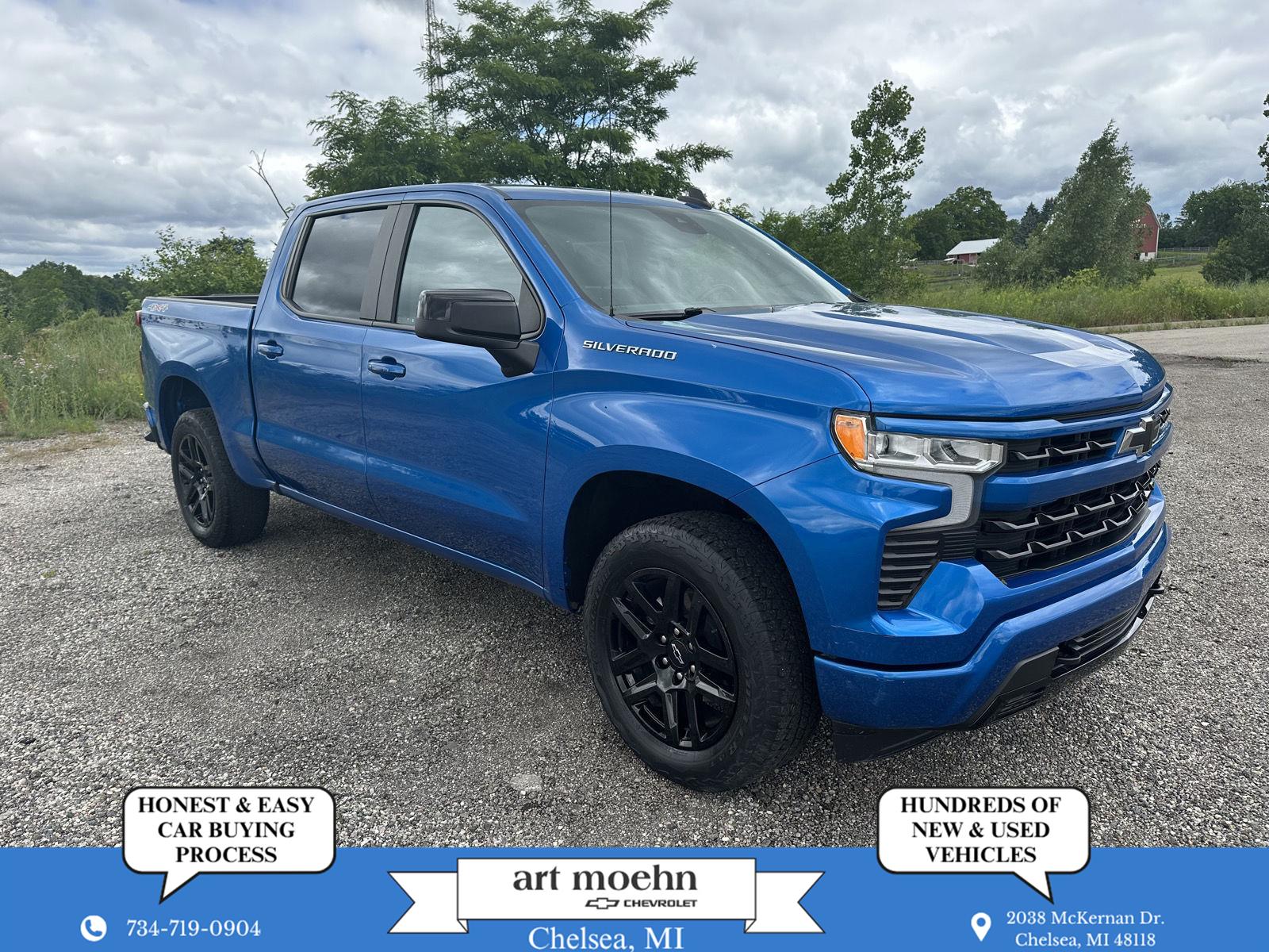 Glacier Blue Metallic 2023 Chevrolet Silverado 1500 Pickup Truck Four-Wheel Drive Automatic
