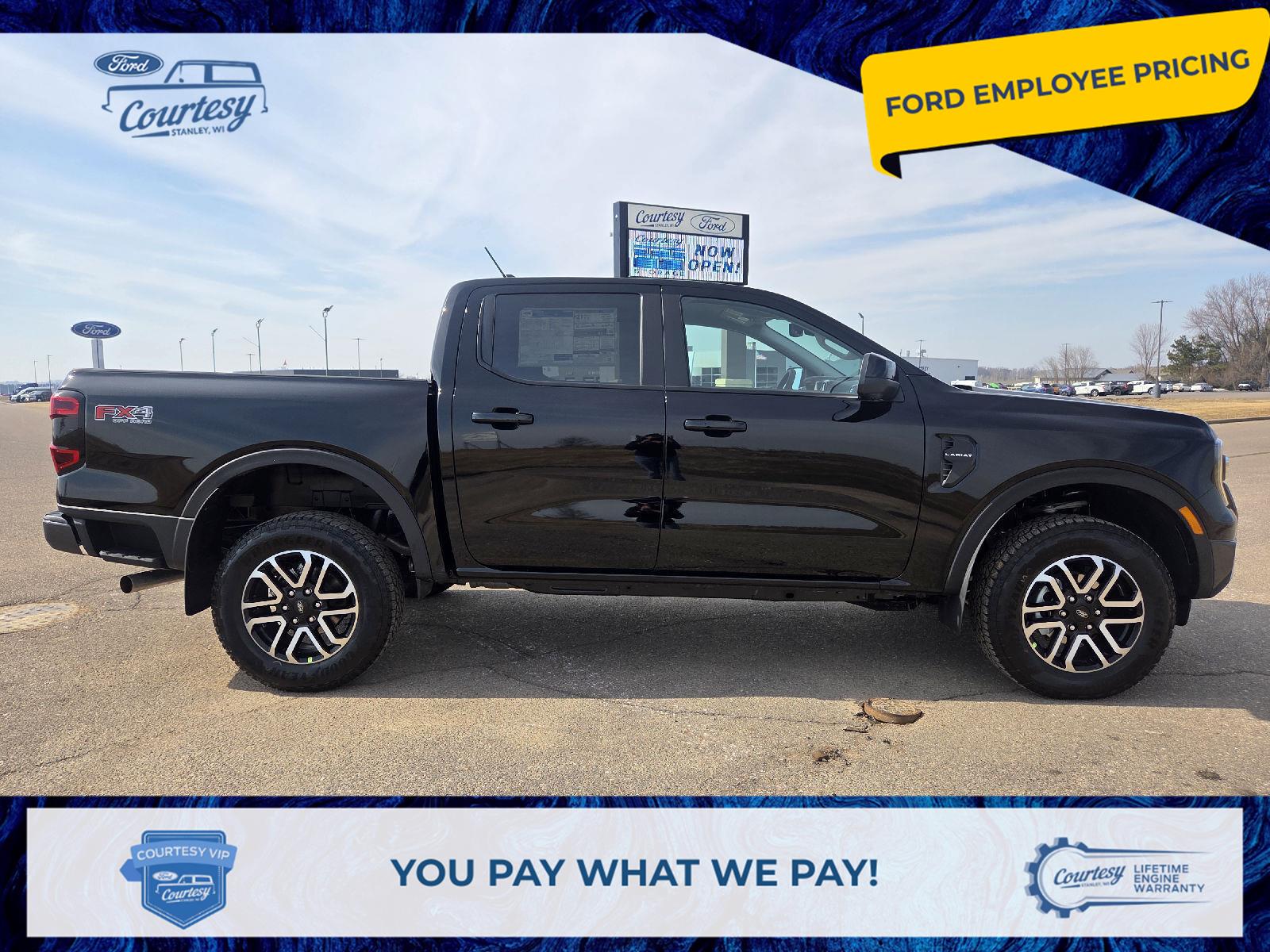 Shadow Black 2026 Ford Ranger Lariat SuperCrew 4WD Pickup Truck Four-Wheel Drive Automatic