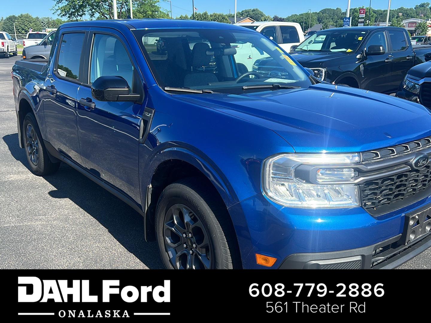 Atlas Blue Metallic 2024 Ford Maverick XLT SuperCrew AWD Pickup Truck All-Wheel Drive 8-Speed Automatic