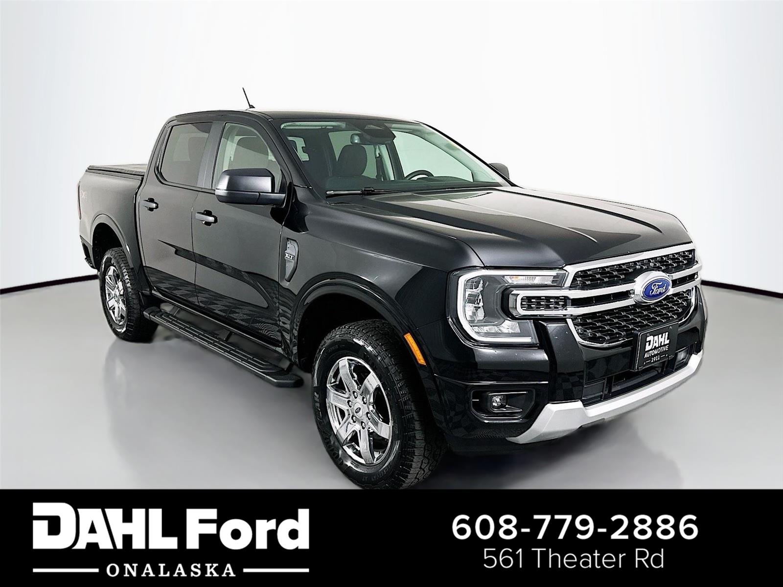 Black 2025 Ford Ranger XLT SuperCrew 4WD Pickup Truck Four-Wheel Drive 